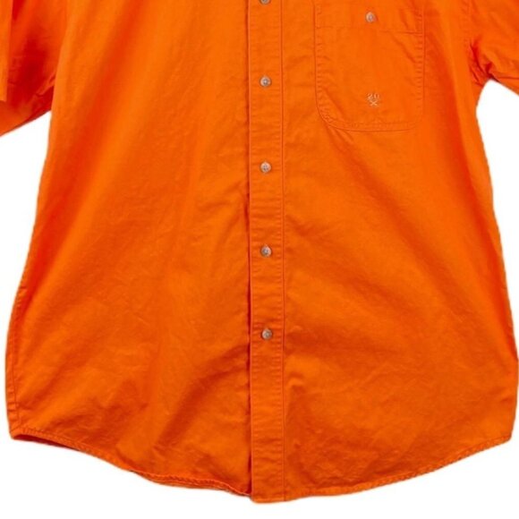 Twenty X Mens L Casual Button Up Shirt Short Sleeve Orange Collared Front Pocket - Picture 4 of 10